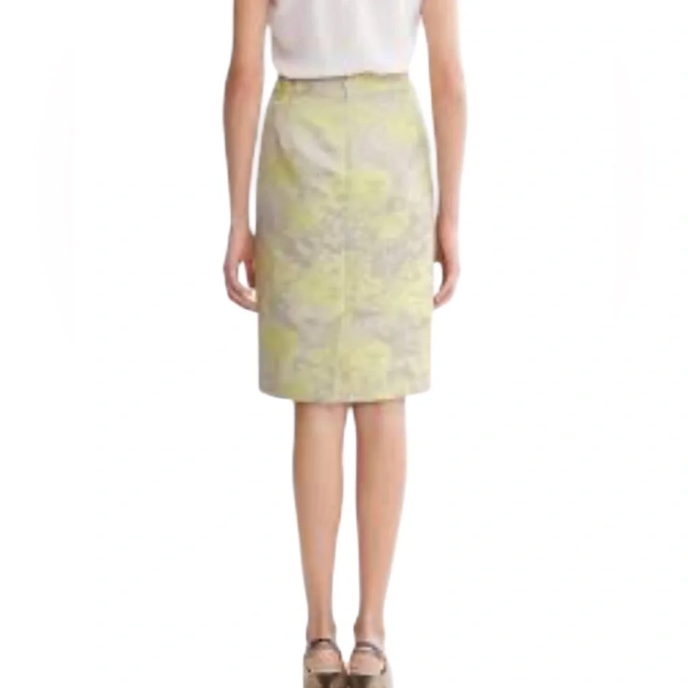 Banana Republic Yellow Gray Jacquard Floral Pencil Skirt 4